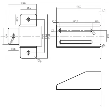 PSG support bracket 60.013.7016 voor drive-on roller / hellinghouder, antracietgrijs (RAL 7016)