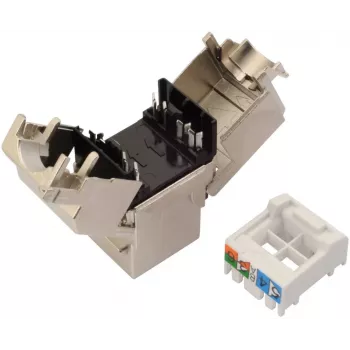 SOLARIX Cat.6 STP RJ45 keystone module, gereedschapsloze IDC, zwart