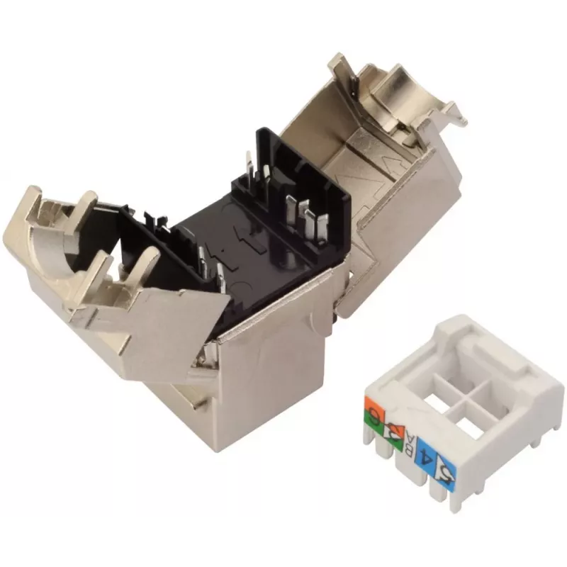 SOLARIX Cat.6 STP RJ45 keystone module, gereedschapsloze IDC, zwart