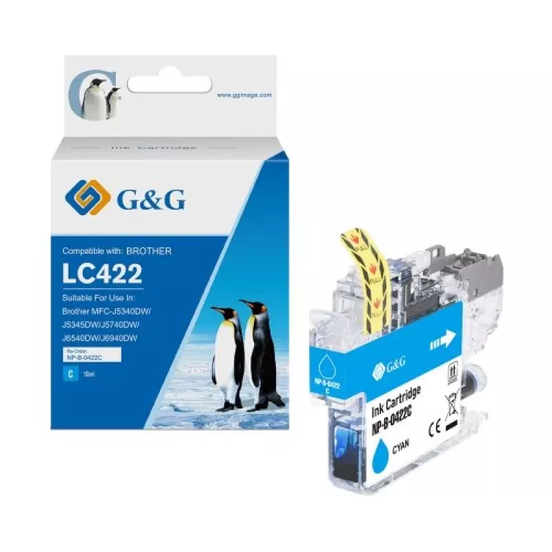 G&G compatibele printercartridge voor Brother LC422C cyaan (550 pagina's)