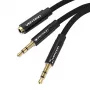 Vention BBLBAB 3,5 mm audio-splitterkabel, bus naar 2x stekker, 0,6 m, zwart