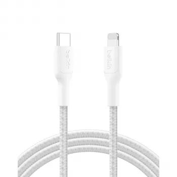 Belkin BOOSTCHARGE gevlochten USB-C naar Lightning kabel 2m wit