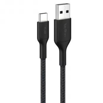 Belkin BOOSTCHARGE gevlochten USB-C naar USB-A kabel 2m zwart