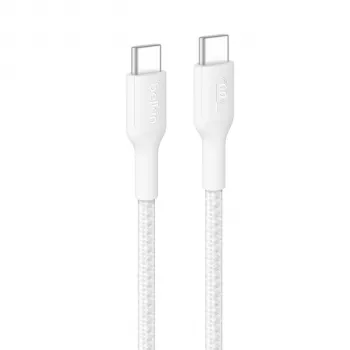 Belkin BOOSTCHARGE gevlochten USB-C naar USB-C kabel 60W PD 2m wit