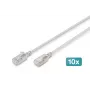 DIGITUS CAT 6A F-FTP Slim patchkabel, 0,3 m, grijs, 10-pack, 10 Gbit/s, 500 MHz, LSZH