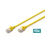 DIGITUS CAT 6A F-FTP Slim patchkabel, 0,3 m, geel, 10-pack, LSZH, 10 Gbit/s, 500 MHz