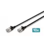DIGITUS CAT 6A F-FTP Slim patchkabel, 0,5 m, zwart, 10-pack, LSZH, 10Gbps, RJ45