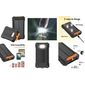 LogiLink Solar Power Bank 10000 mAh, 20 W, zwart/oranje