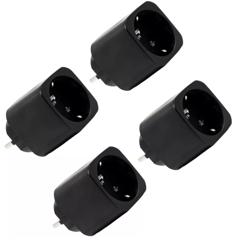 Shelly Plug M Gen3 smart plug 4-pack zwart met energiebewaking, Wi-Fi & Bluetooth