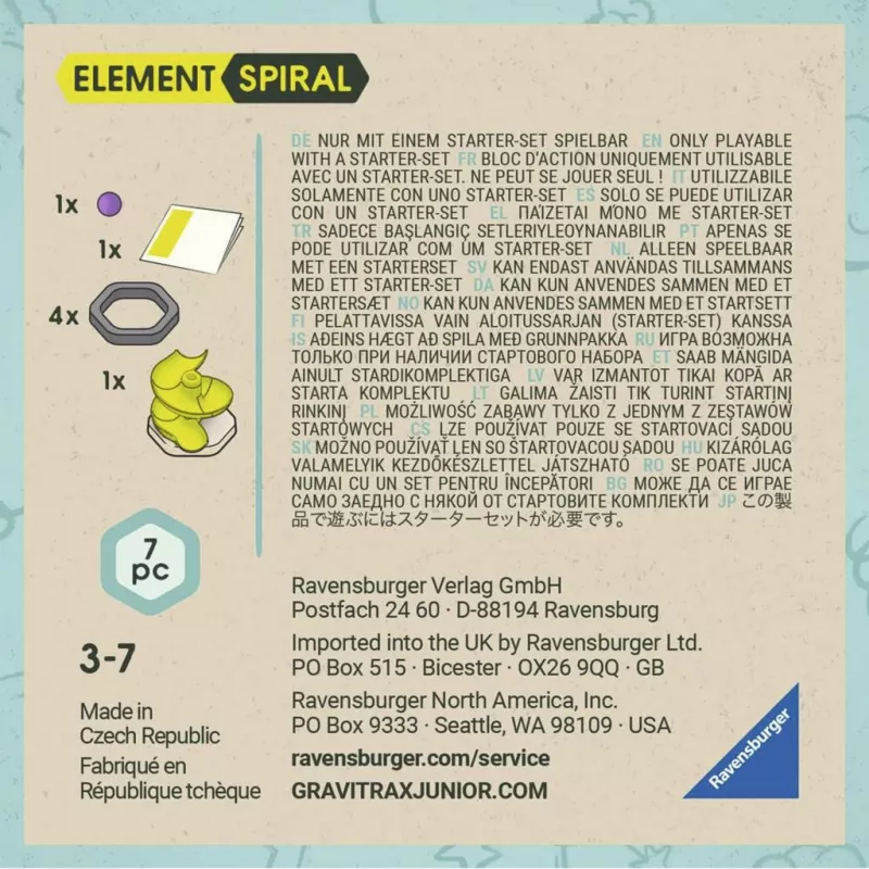 RAVENSBURGER GraviTrax Junior - element spiraal uitbreidingsset - spiraalbaan-add-on voor kinderen vanaf 3 jaar