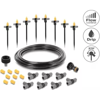 Delock micro-druppelset voor potten – complete druppelirrigatieset voor potplanten, 10 planten, 15 m hoofdslang, verstelbare druppelaars, UV-bestendig