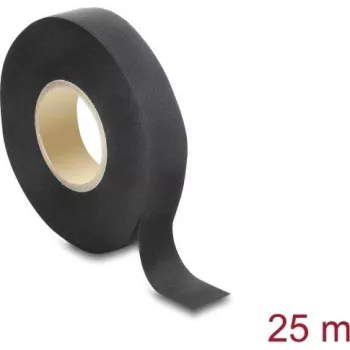 Delock weefselband 25 m x 19 mm scheurvast zelfklevend zwart