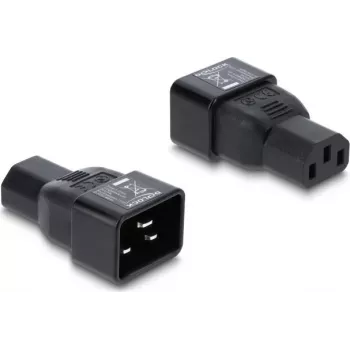 Delock IEC 60320 C20 naar C13 netadapter, stekker naar bus, 10 A, 250 V, recht, zwart