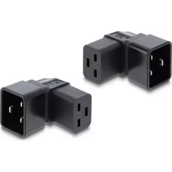 Delock IEC 60320 C20 naar C19 netadapter, stekker naar bus, 16 A, 90° haaks, zwart