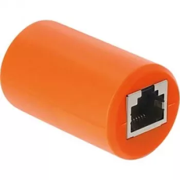 Delock RJ45-koppeling bus naar bus Cat.6A afgeschermd met overspanningsbeveiliging, oranje