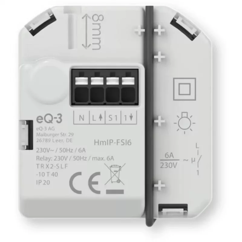 Homematic IP inbouw-schakelactor met tasteringang (6 A)