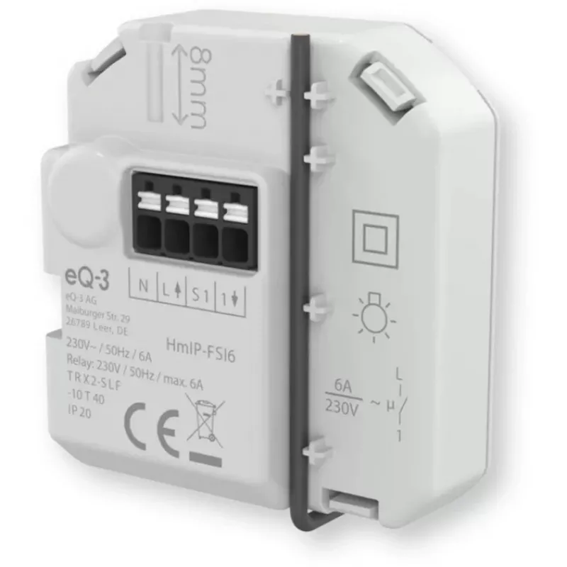 Homematic IP inbouw-schakelactor met tasteringang (6 A)
