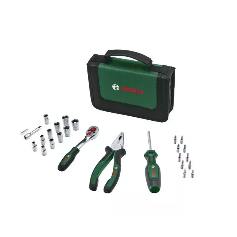 Bosch starter gereedschapsset, 26-delig (groen/zwart, met textiel ritsetui)