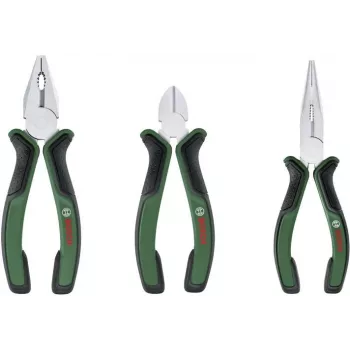 Bosch 3-delige tangenset 1600A02C0S (groen/zwart) – combinatietang, zijkniptang, waterpomptang