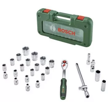 Bosch 1/2 inch ratel en dopsleutelset, 26-delige, 768 Nm max. draaimoment, groene koffer