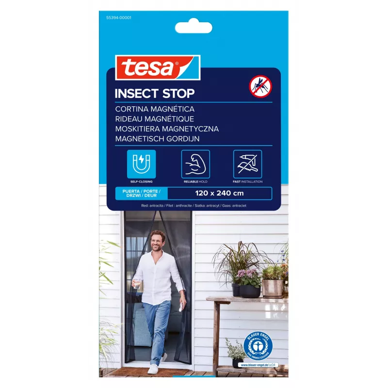 tesa Insect Stop magneetvliegengordijn deur antraciet 1,2 x 2,4 m