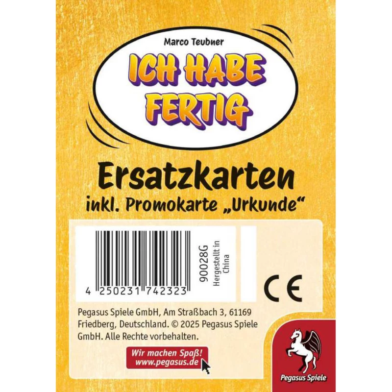 PEGASUS Ich habe fertig - vervangingskaarten incl. promo-certificaat (uitbreiding)