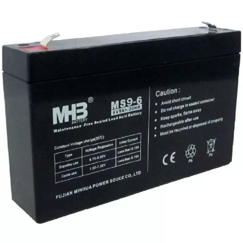 PowerWalker batterij MHB MS9-6 6V 9Ah verzegelde lood-accu voor UPS-systemen
