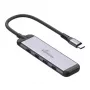 MEDIARANGE MRCS512 USB-C-hub 4-poorts 3x USB-C 3.2 Gen 1 + 1x PD 100W zilver