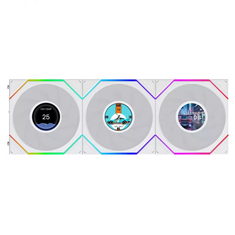 Lian Li UNI FAN TL120 LCD FLEX Wireless ARGB 120mm PWM behuizingsventilator 3-pack wit