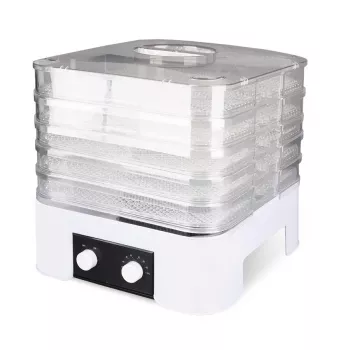 MEO MR-768 MAESTRO droogapparaat voor groenten en fruit, 520 W, 5 etages, instelbare temperatuur 35-70°C, timer tot 48u, wit & transparant