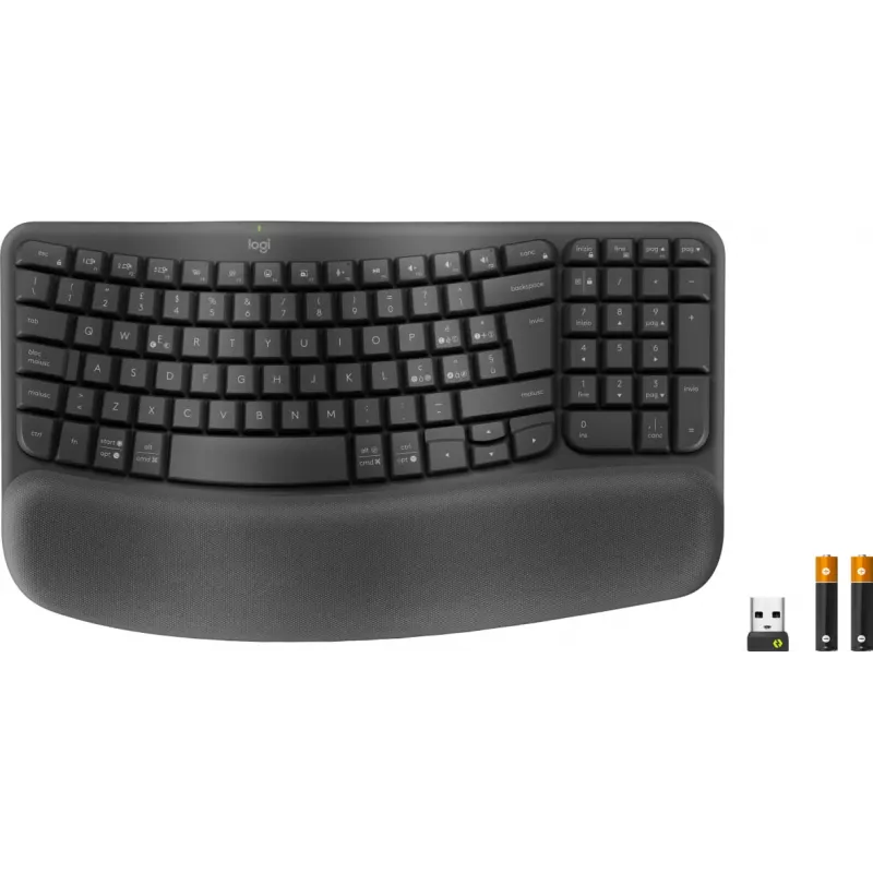 Logitech Ergo Series Wave Keys for Business draadloos ergonomisch toetsenbord, Italiaanse indeling, grafiet