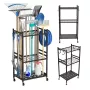 MACLEAN MC-138 mobiele tuingereedschapstandaard met wagen, zwart, 43x30x79cm, 20kg belasting, staal