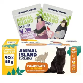 ANIMAL ISLAND Everyday natvoer voor katten in mix-smaak, 40 x 85 g, volledig voer voor volwassen katten