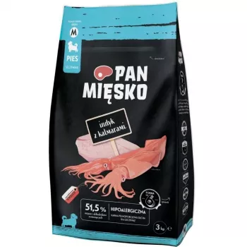 Pan Mięsko droogvoer voor honden kalkoen met inktvis voor puppy's, middelgrote kroketten, 3 kg