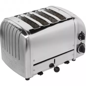Dualit Vario 47030 4-slot toaster, gepolijst roestvrij staal, 2200 W, extra brede sleuven, ontdooi- & bagelfuncties