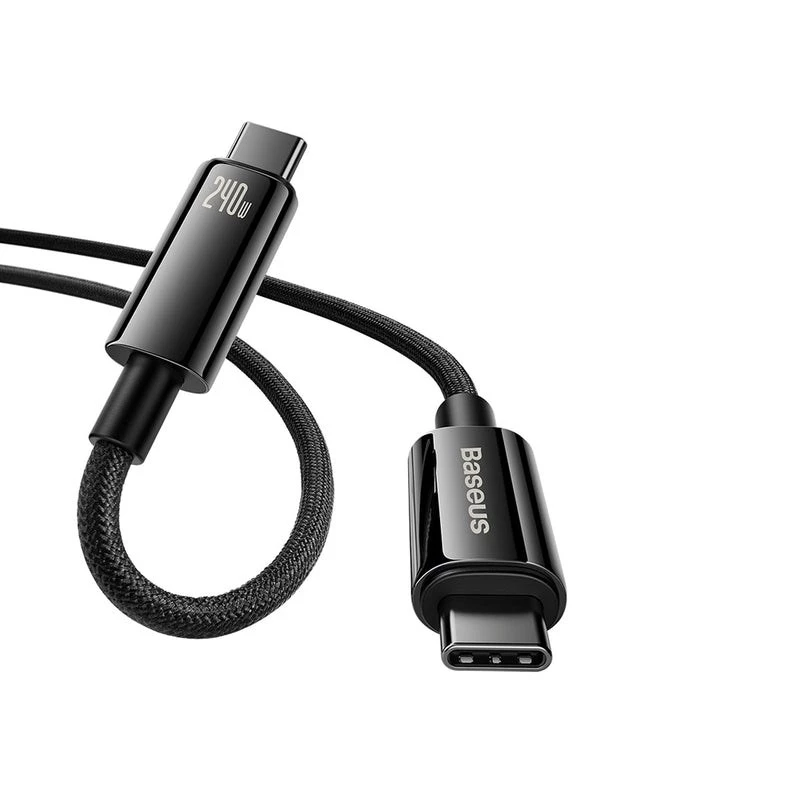 Baseus Tungsten Gold USB-C naar USB-C 240W snellaadkabel 1m zwart