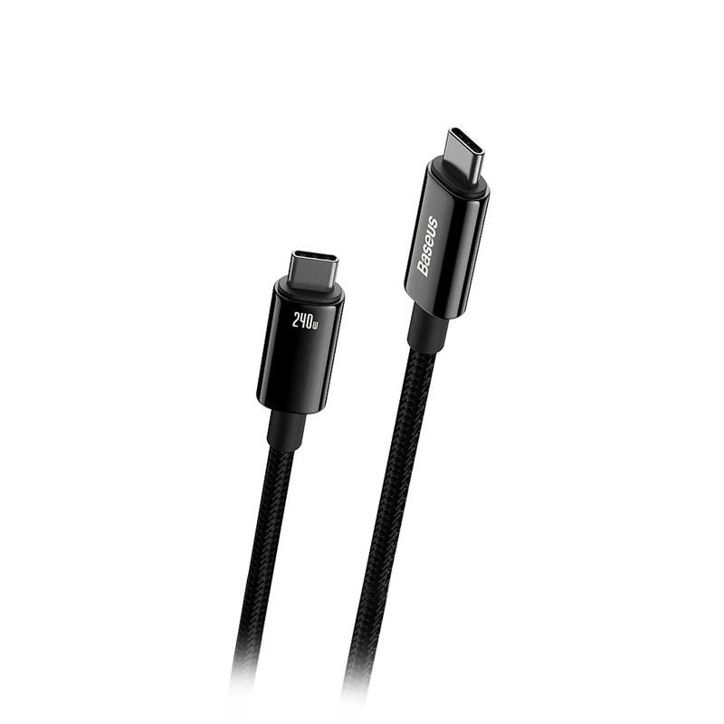Baseus Tungsten Gold USB-C naar USB-C 240W snellaadkabel 1m zwart