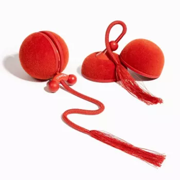 Cheerble WICKED BALL DUO2-VINTAGE RED intelligent interactief huisdierspeelgoed, 2 ballen, USB-C-laden, IP65 spatwaterdicht, 3 speelmodi, voor katten & kleine honden