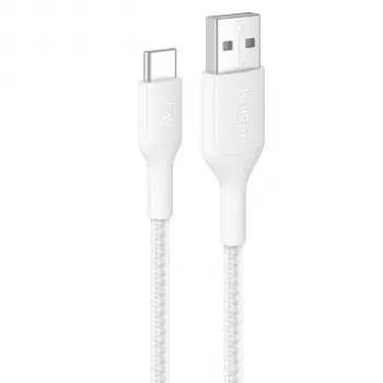 Belkin BOOSTCHARGE gevlochten USB-C naar USB-A kabel 2m wit