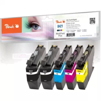 PEACH Ink multipack PI500-430 compatibel met Brother LC-421 (zwart, cyaan, magenta, geel) - 4-pack