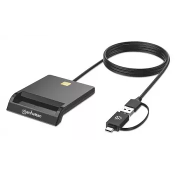 Manhattan USB-C & USB-A combo smartcardlezer, zwart