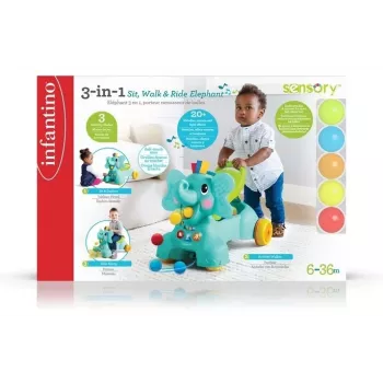 B-KIDS 3-in-1 zit-, loop- en rijdolfant van Infantino