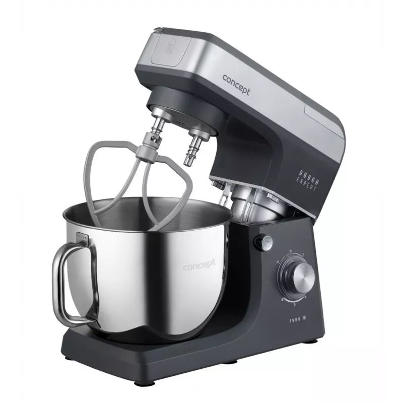 CONCEPT RM6000 planeetmixer 1900W 6,5L RVS-kom, 8 snelheden + pulse, zilver/zwart
