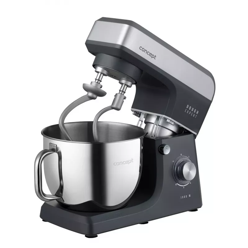 CONCEPT RM6010 planeetmixer 1900W 6,5L RVS-kom met blender, vleesmolen, koekjespuit - zilver/grijs