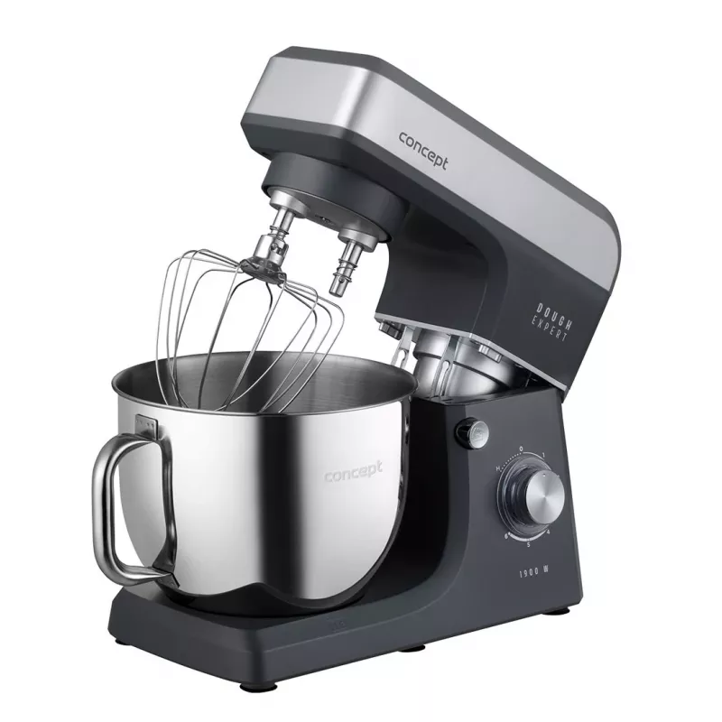 CONCEPT RM6010 planeetmixer 1900W 6,5L RVS-kom met blender, vleesmolen, koekjespuit - zilver/grijs
