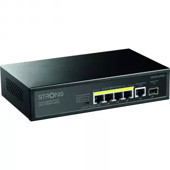 Strong SW5011POE+ 8-Port Gigabit PoE+ Switch, 120W Budget, Metaal, Ventilatorloos