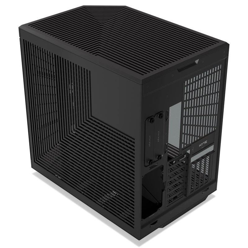 HYTE Y70 Touch Black Mid Tower behuizing met panorama-temperglas en 14,1 inch touchscreen, ATX/E-ATX, verticale GPU-houder
