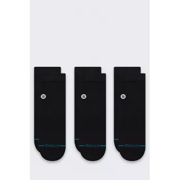 Stance Icon Quarter 3-pack sokken - zwart