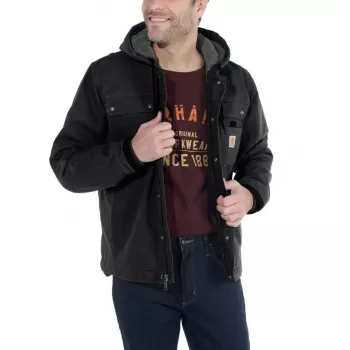 Carhartt Sandstone Barlett jas heren Sherpa-gevoerde werkjas met capuchon, DWR-behandeling, Bi-Swing rug, drievoudig gestikte naden, Carhartt bruin