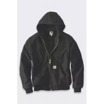 Carhartt J140 Firm Duck Active jas - heren werkjas met gestikte flanellen voering, zwart